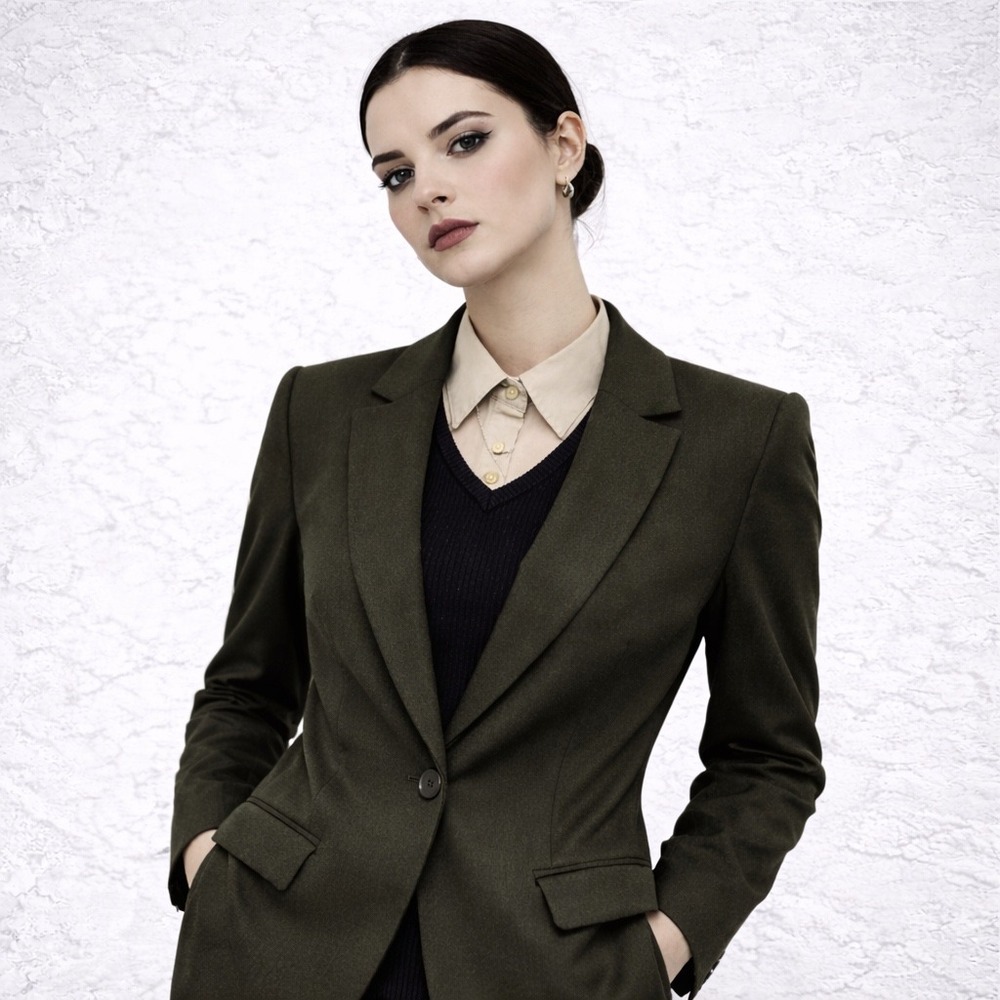 VTG 90s Olive Wool Blazer Petite 6 Dark Academia USA